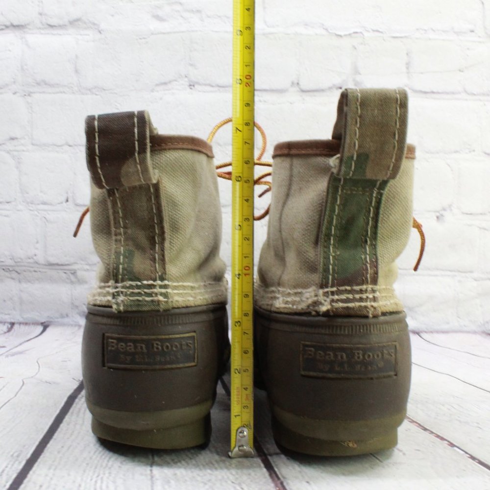 LL Bean Tan Brown Canvas Unlined Ankle Duck Boots Size 12 M - Picture 7 of 9